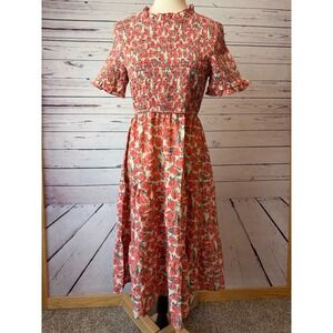 Hayden Los Angeles Midi Dress Smocked NWT  Medium Cottage Ruffle Floral Boho
